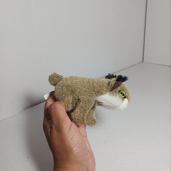 Folkmanis Brown Mini Bob Cat Finger Puppet Tan with Green Eyes 5" - Picture 4 of 10